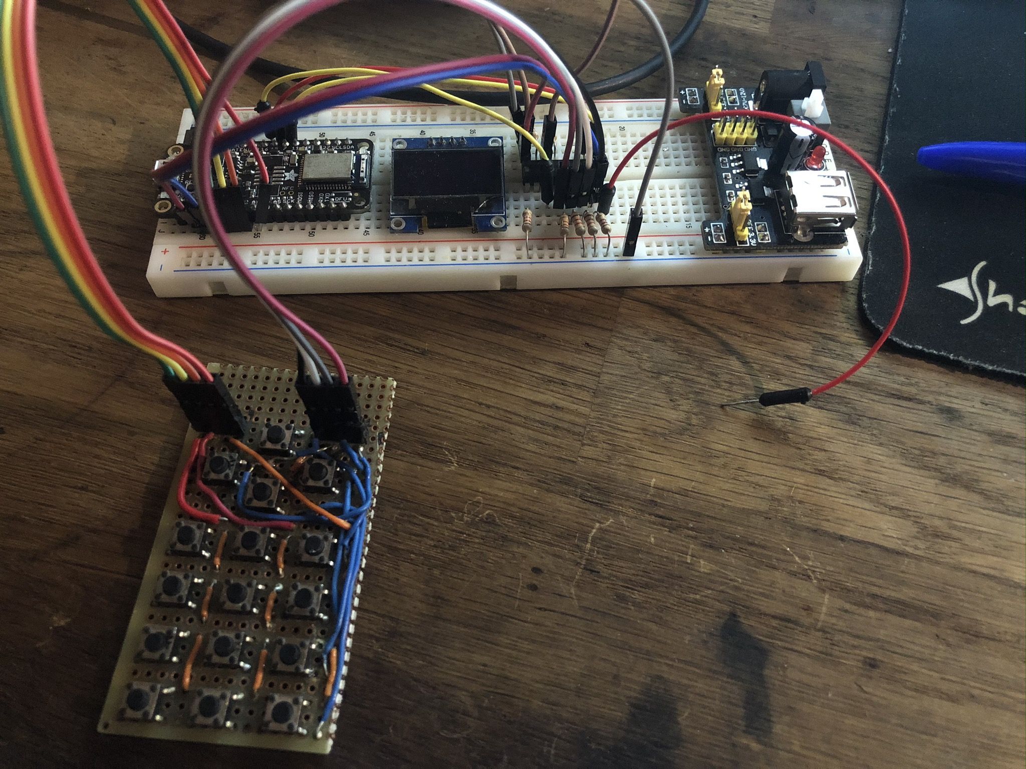 The test setup - the MCU, a keypad & an OLED