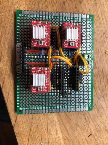 Front side of the custom stepper motor PCB